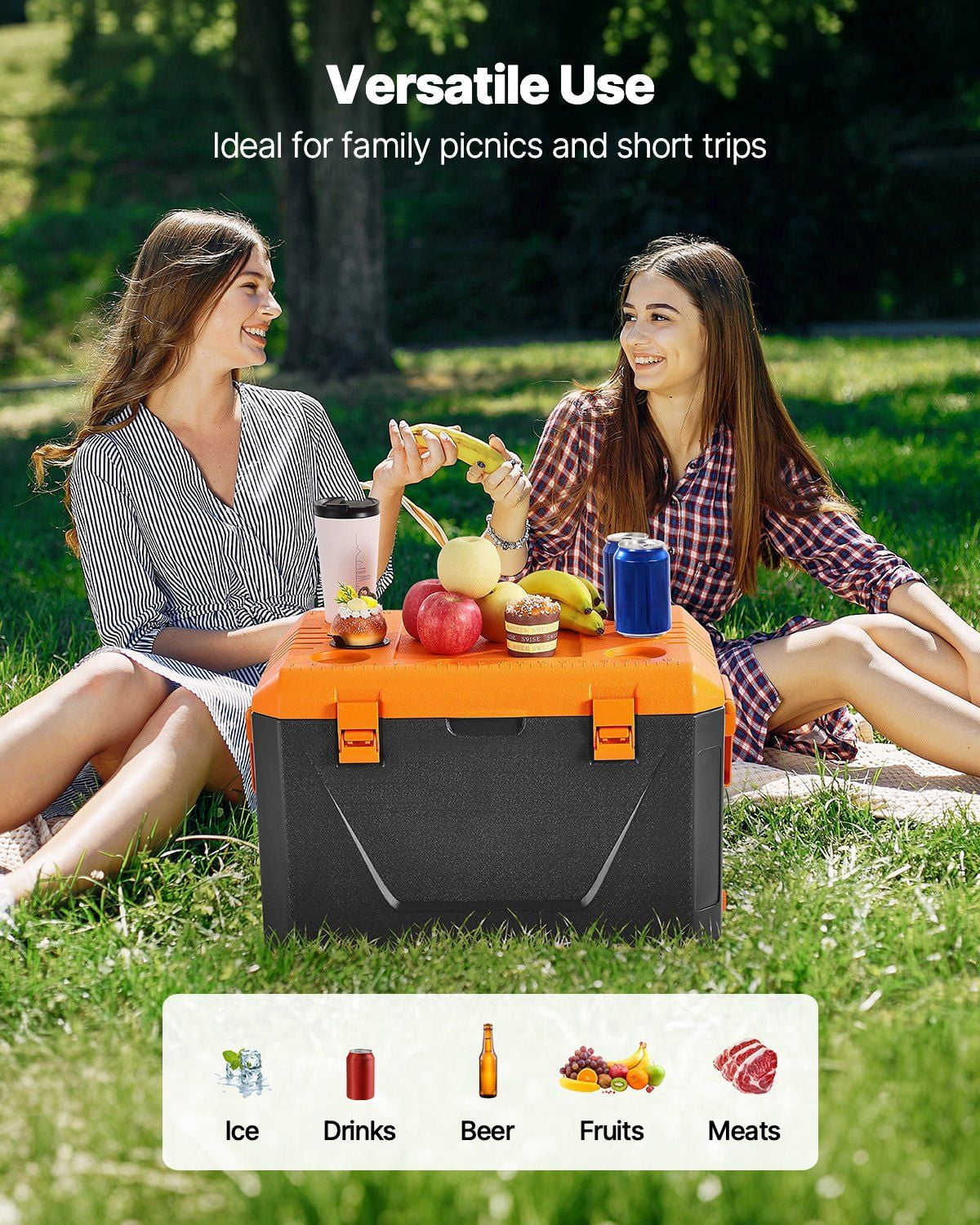 Durable 63QT Cooler for Outdoor, 90 Can Portable Ice Chest with Cup Holder & Tight Seal Lid