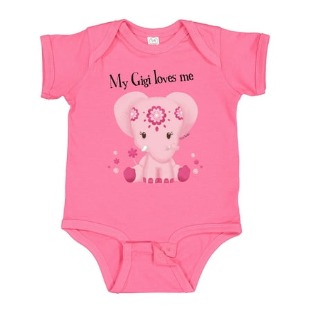 

Inktastic Aditi My Gigi Loves Me Pink Elephant Beautiful Gift Baby Girl Bodysuit