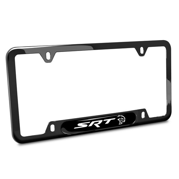 iPick Image for Dodge SRT Hellcat Black Insert Black Stainless Steel License Plate Frame, Official Licensed