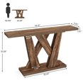 thumbnail image 2 of Table Console de Ferme 55 Pouces, Table de Ferme derrière le Canapé avec Base Géométrique, Brun Rustique, 2 of 8