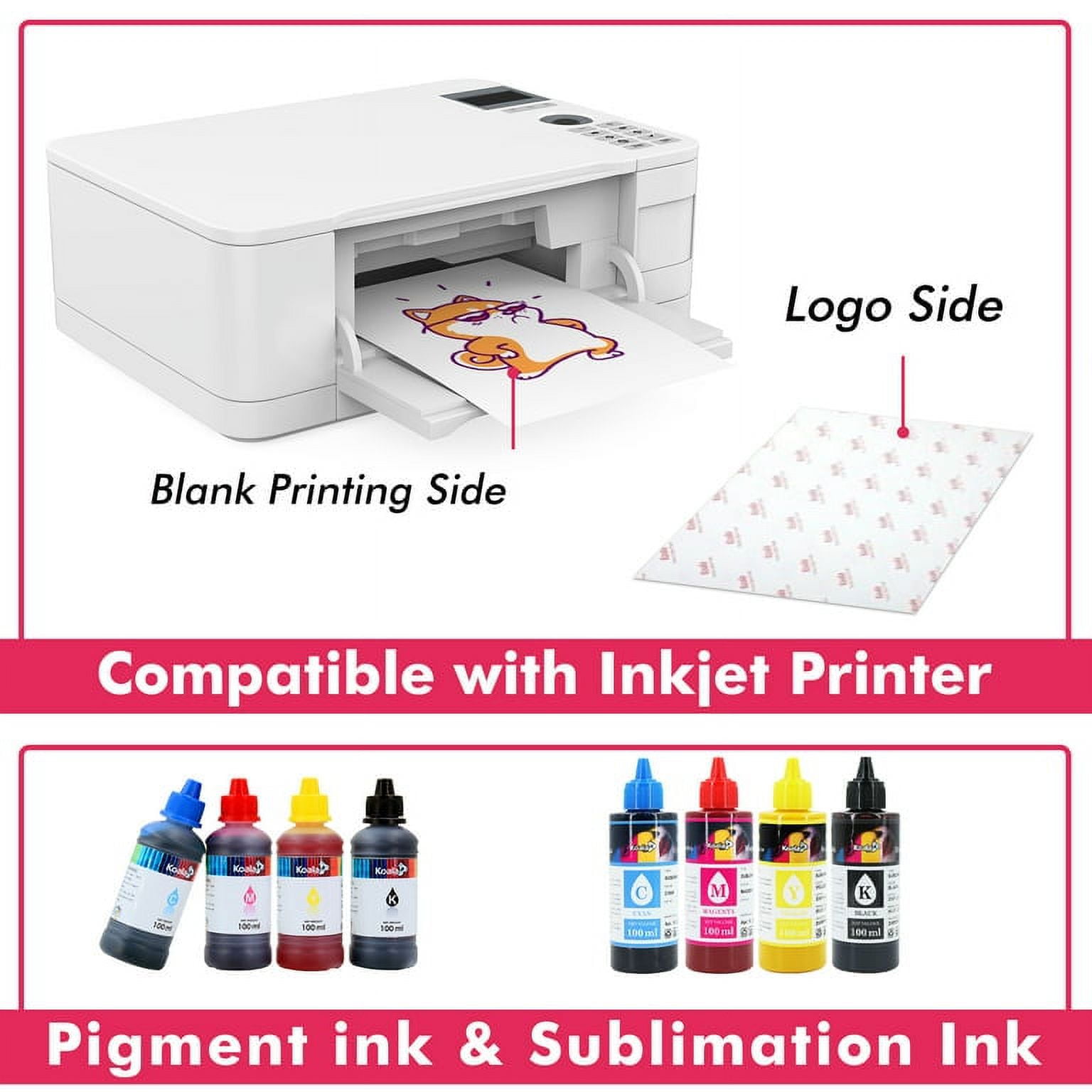KOALA T-shirts Transfer Paper for Dark + Light Fabrics, 30 Sheets  Mixed Printable Heat Transfer Vinyl Paper for Inkjet Printers, Iron-on Transfer Paper 8.5x11
