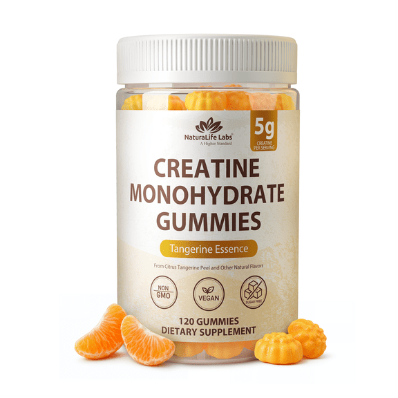 Creatine Monohydrate Gummies - 5g per Serving - Tangerine Flavor - 120 Gummies