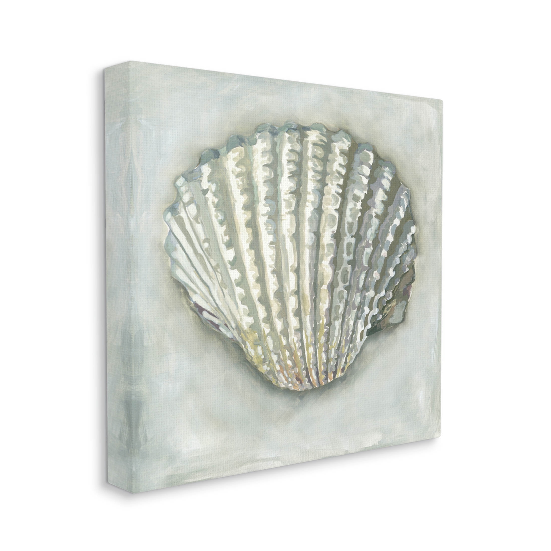 Stupell Industries Clam Shell Nautical Grey Painting Gallery Wrapped Canvas Print Wall Art, Design by Erica Christopher