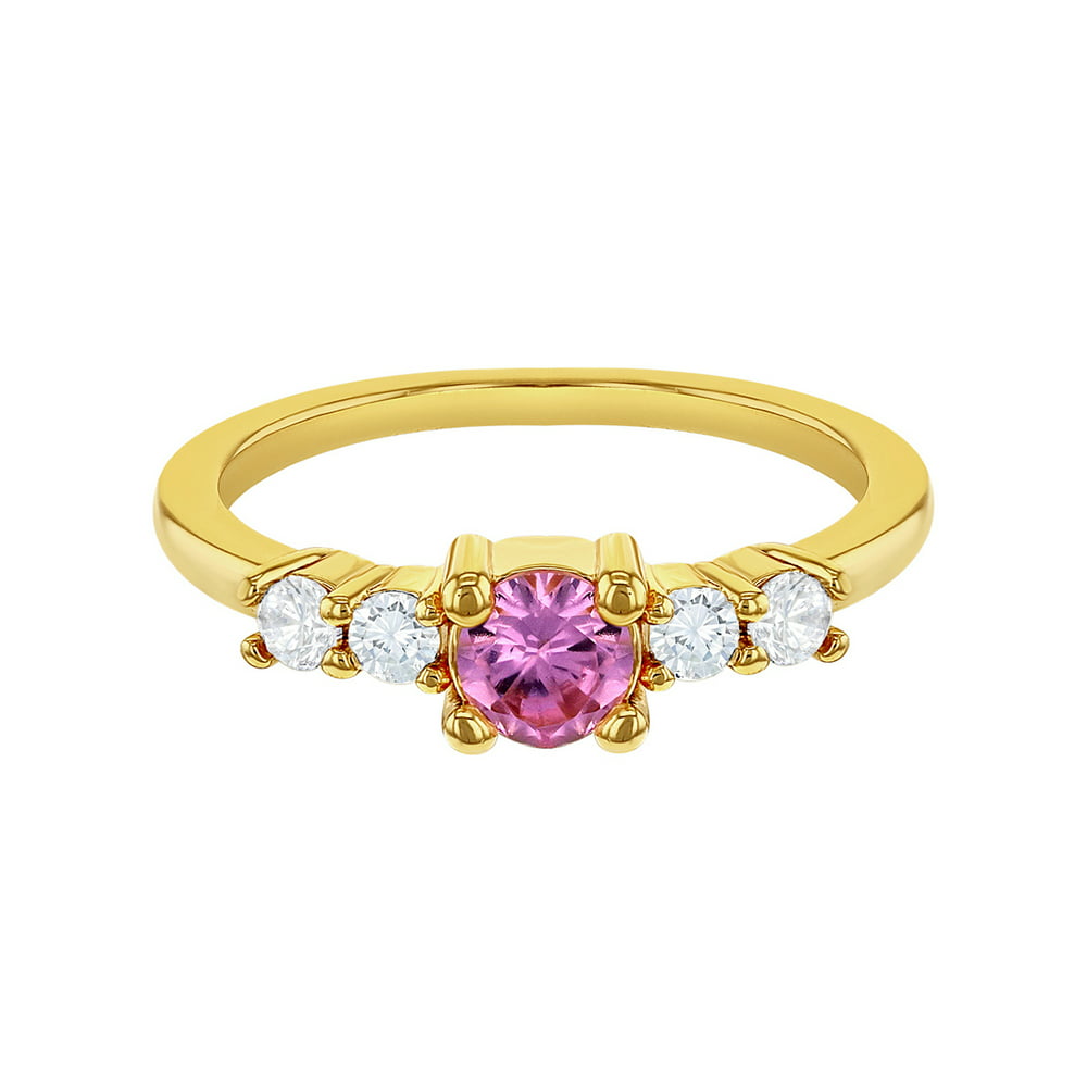 In Season Jewelry - 18k Gold Plated Small Pink Clear Crystal Rings for ...
