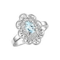 thumbnail image 6 of Rylos 14K White Gold Floral Designer Ring with 6x4 MM Oval Aquamarine & Sparkling Diamonds - Birthstone Jewelry for Women -Size 9, 6 of 7