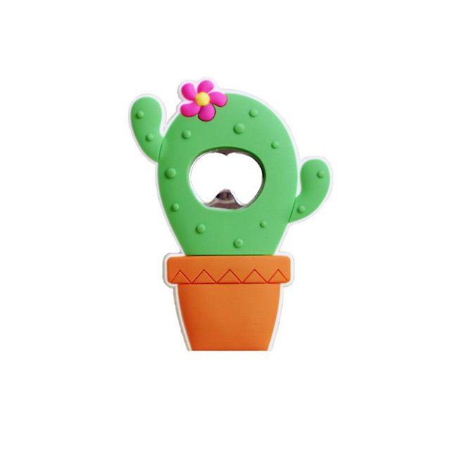 Soft Beer Bottle Opener Creative Cactus Potted Small Fresh Fridge Stickers (2pcs)