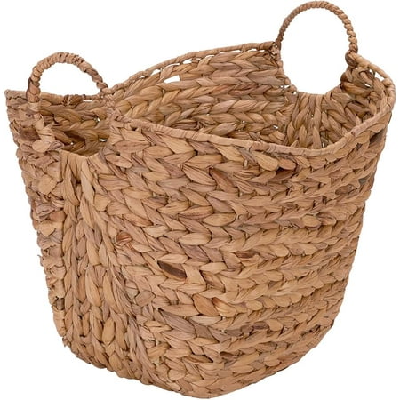 MY ML-4002 Tall Water Hyacinth Wicker Basket with Handles | Natural, Brown, Natural
