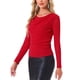 thumbnail image 4 of INSPIRE CHIC Blusa de fiesta con cuello drapeado y mangas largas con brillo XL Roja, 4 of 6