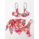 thumbnail image 4 of Traje baño push-up para mujer Trajes baño bandeau 3 piezas Trajes baño sexy sin tirantes, 4 of 5