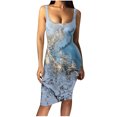 thumbnail image 2 of SMihono Robe d'Été pour Femmes Grande Taille Mode Décontractée Aguichant Imprimée Épaule Dénudée Débardeur Sans Manches Ajustée, 2 of 4
