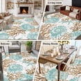 thumbnail image 5 of Green Coastal Seashells Area Rug 5x7 FT, Non Slip Bedroom Throw Carpet, Nautical Brown Coral Starfish Washable Soft Floor Carpet Non-Shedding Rug for Dining Room Bedside Classroom Desk, 5 of 9