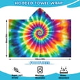 thumbnail image 2 of Colorful Rainbow Tie Dye Spiral Pattern Hooded Bath Towel，60"x35" for Ages 3 To 12 Kids, Quick Dry Lightweight Soft Microfiber Hood Beach Towel Cover Up for Kids, 2 of 7