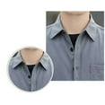 thumbnail image 5 of Mens Casual Button Down Shirts Solid Color Lapel Long Sleeve Pockets Cool Loose Tops Activewear, 5 of 6