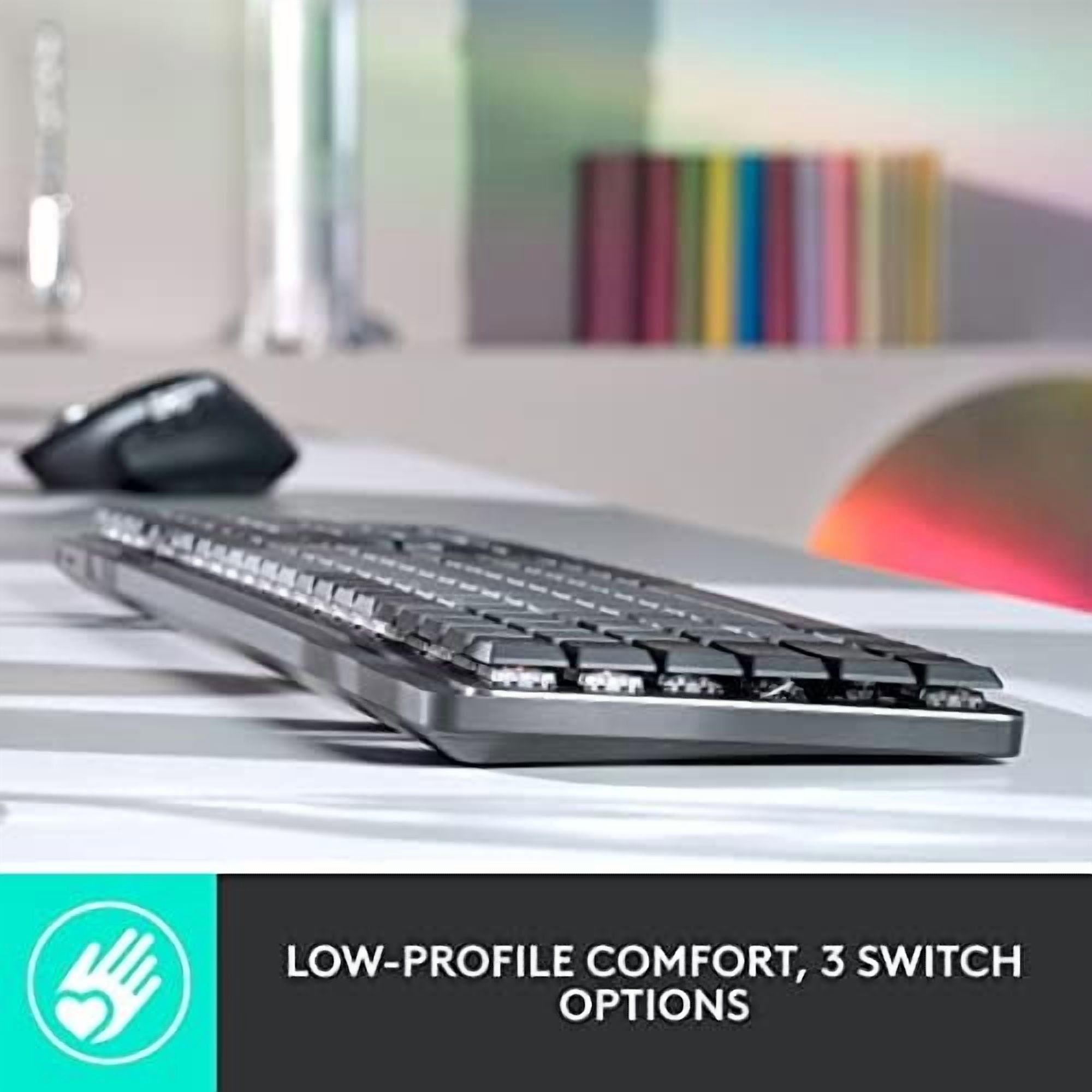 Logitech MX Mechanical Wireless Keyboard - Tactile Quiet, Backlit, Bluetooth & USB-C (Graphite)