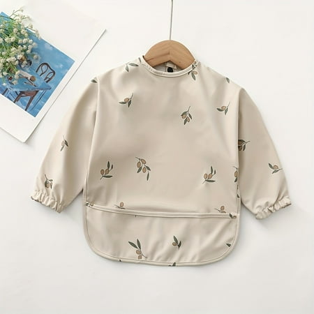 

KRUEM Long Sleeve Feeding Bib - Snap Closure Polyester Fiber Mess-Proof Design for Easy Cleaning - Perfect Gift for Halloween Christmas Thanksgiving Easter and More