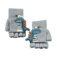 thumbnail image 2 of Hwkond Warm Gloves for Girls Children's Winter Flip Gloves Dinosaur Cute Children Knitted Half Finger Gloves on Clearance, 2 of 3