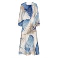 thumbnail image 4 of TSADFHJI Jupe Courte en Tricot pour Femmes Décontractée Col en V Manches Longues Imprimé Floral Robe Midi TG Bleu, 4 of 5
