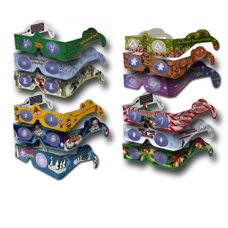 12 Pains Of Christmas Christmas Glasses 3Dstereo Holiday Eyes - 12 pairs of Glasses - 12 Different Styles - JINGLE BELLS -CHRISTMAS TREE - and more ()