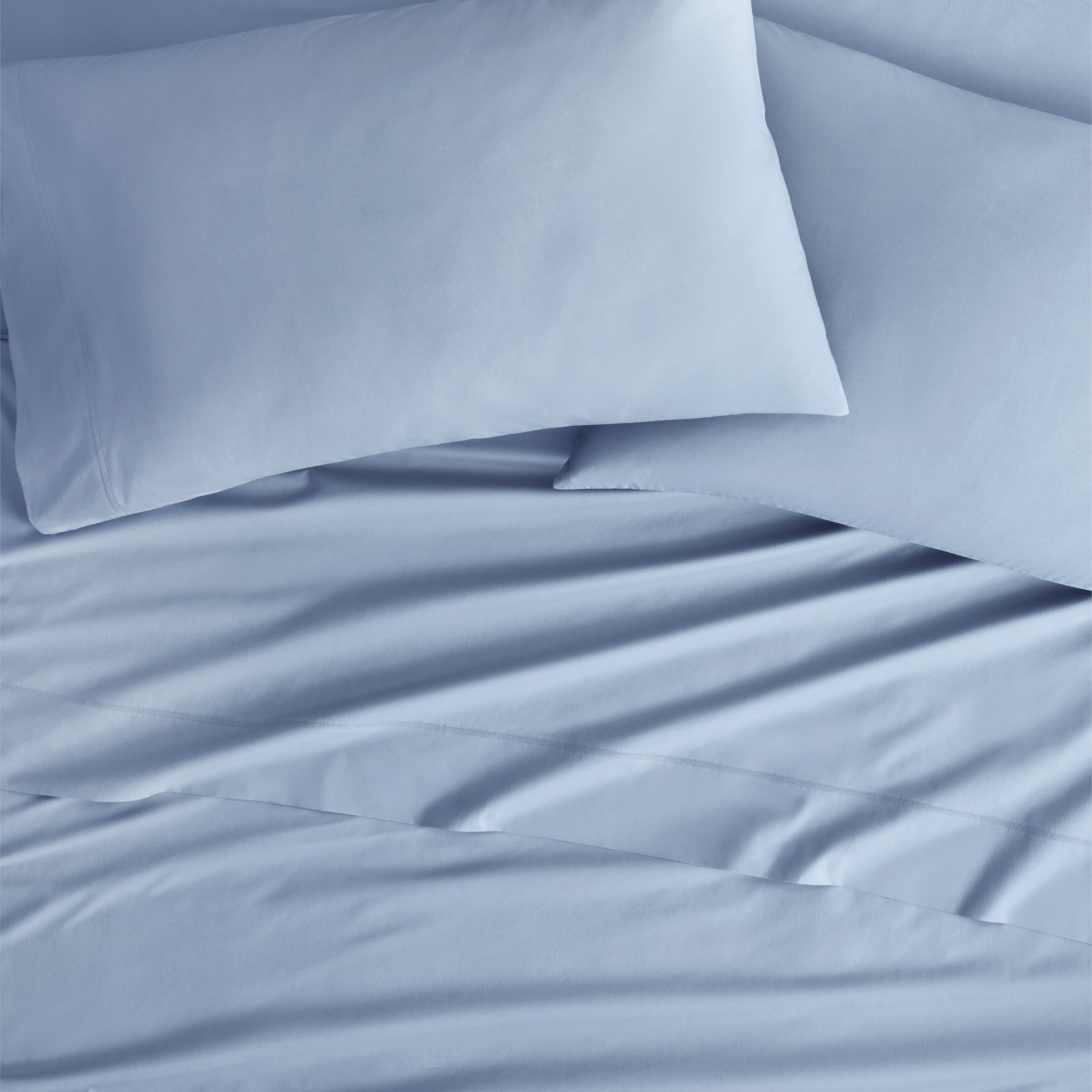 Wamsutta 1846 400 Thread Count Faded Denim Egyptian Giza Cotton Percale Pillow Cases, King (2 Count)