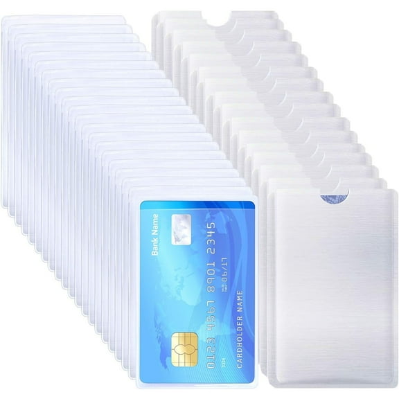 50pcs RFID Blocking Sleeves Anti Theft Credit Card Holders ID Protectors Clear Plastic ID Card Protector Sleeves for Credit Cards, Debit Cards, Social Security Card, Passports