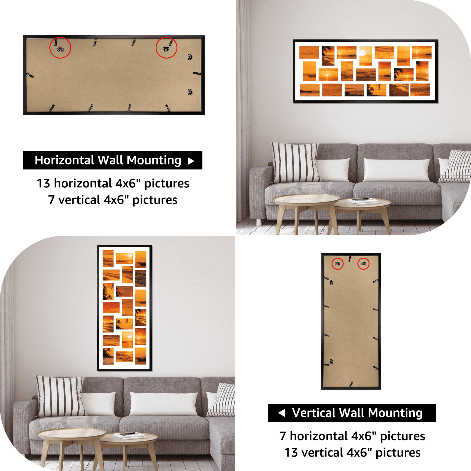 20 Opening 4x6 Collage Picture Frame for Wall Mounted