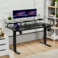 thumbnail image 3 of Homall 55" Wide Home Office Electric Height Adjustable Standing Desk Lifting Range 28~46" Computer Desk with Monitor Stand,Black, 3 of 7