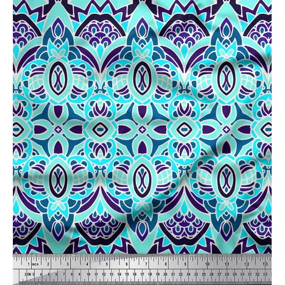 Soimoi Cotton Duck Fabric Moroccan Damask Decorative Print Fabric by The Yard 42 Inch Wide