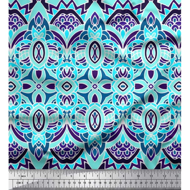 Soimoi Rayon Fabric Moroccan Damask Decorative Fabric Prints by Yard 42 Inch Wide