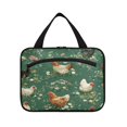 thumbnail image 2 of Travel Hanging Toiletry Bag with 4 Zipped Compartments Waterproof Makeup Accessories Spacious Cosmetic Bag Chickens and Flowers Pattern Medium, 2 of 9