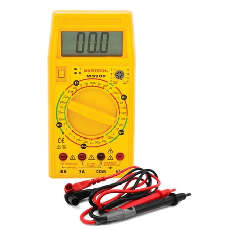 Lead Testing Lab Digital Muiltimeter, Model M-3900 - 200mV - 1000 V 0.5% 1Digit - Testing Leads, Battery & Instructions Included - Eisco Labs ()