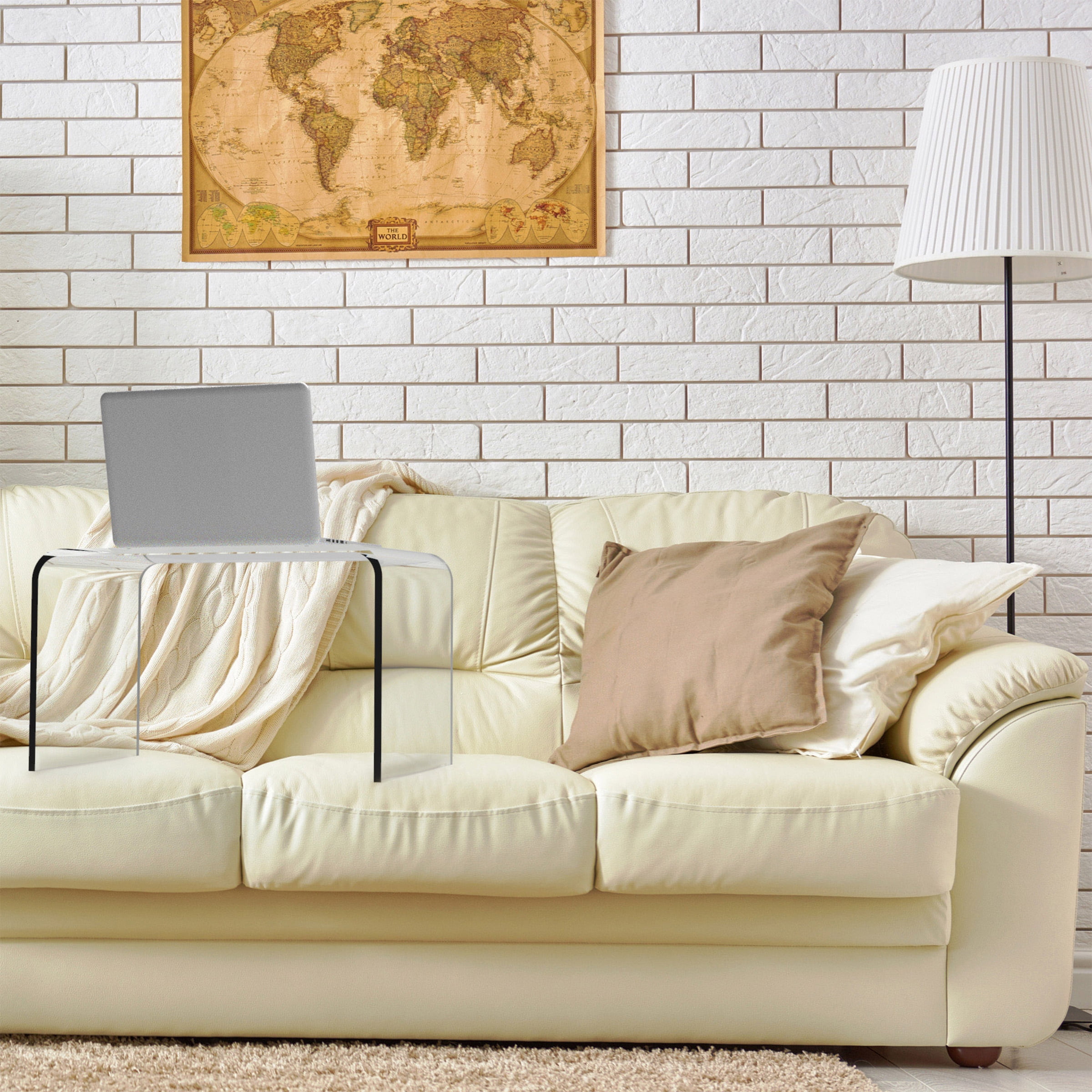 Lavish Home Acrylic Side Table, Multipurpose C Shaped End Table, Laptop Lap Desk, Modern Acrylic Furniture for Living Room, Bedroom and Office