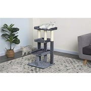 Angle View: Go Pet Club F103 35 in. Classic Cat Tree Steps House with Sisal Covered Posts, Gray