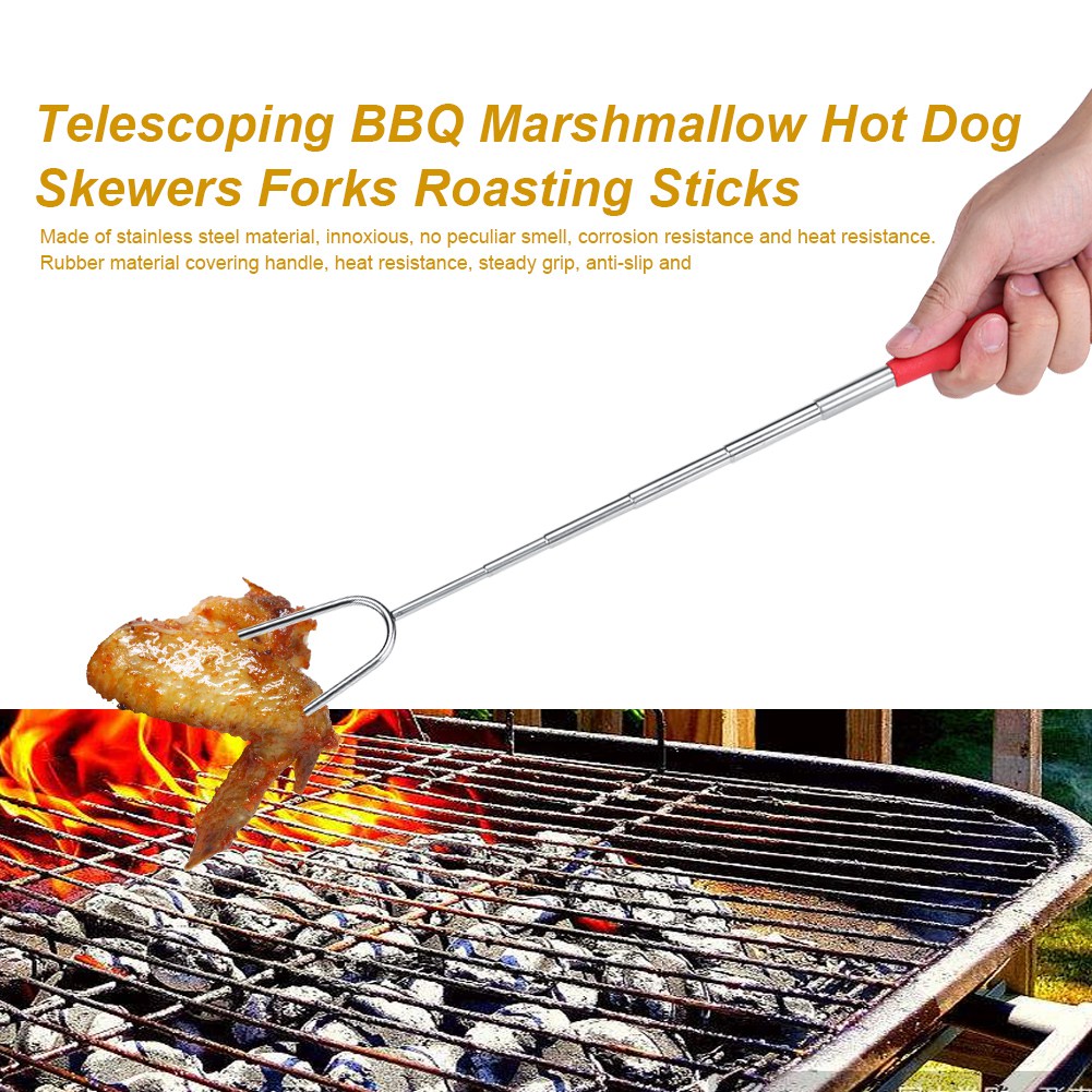 Spptty Telescoping Roasting Sticks,5Pcs Telescoping BBQ Marshmallow Hot