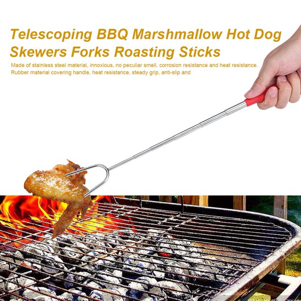 Spptty Telescoping Roasting Sticks,5Pcs Telescoping BBQ Marshmallow Hot Dog Skewers Forks