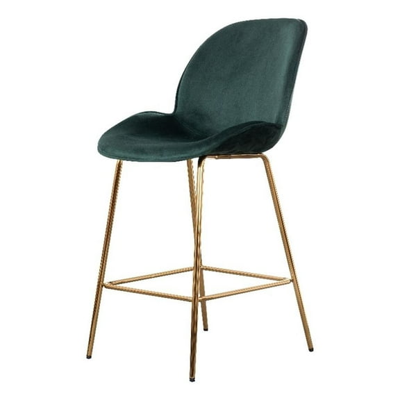 Pemberly Row Velvet 26-inch Bar Stool in Green and Gray (Set of 2)