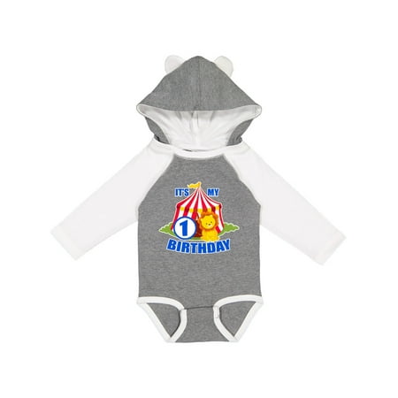 

Inktastic Its My Birthday Circus Tent with Lion 1 Year Old Gift Baby Boy or Baby Girl Long Sleeve Bodysuit