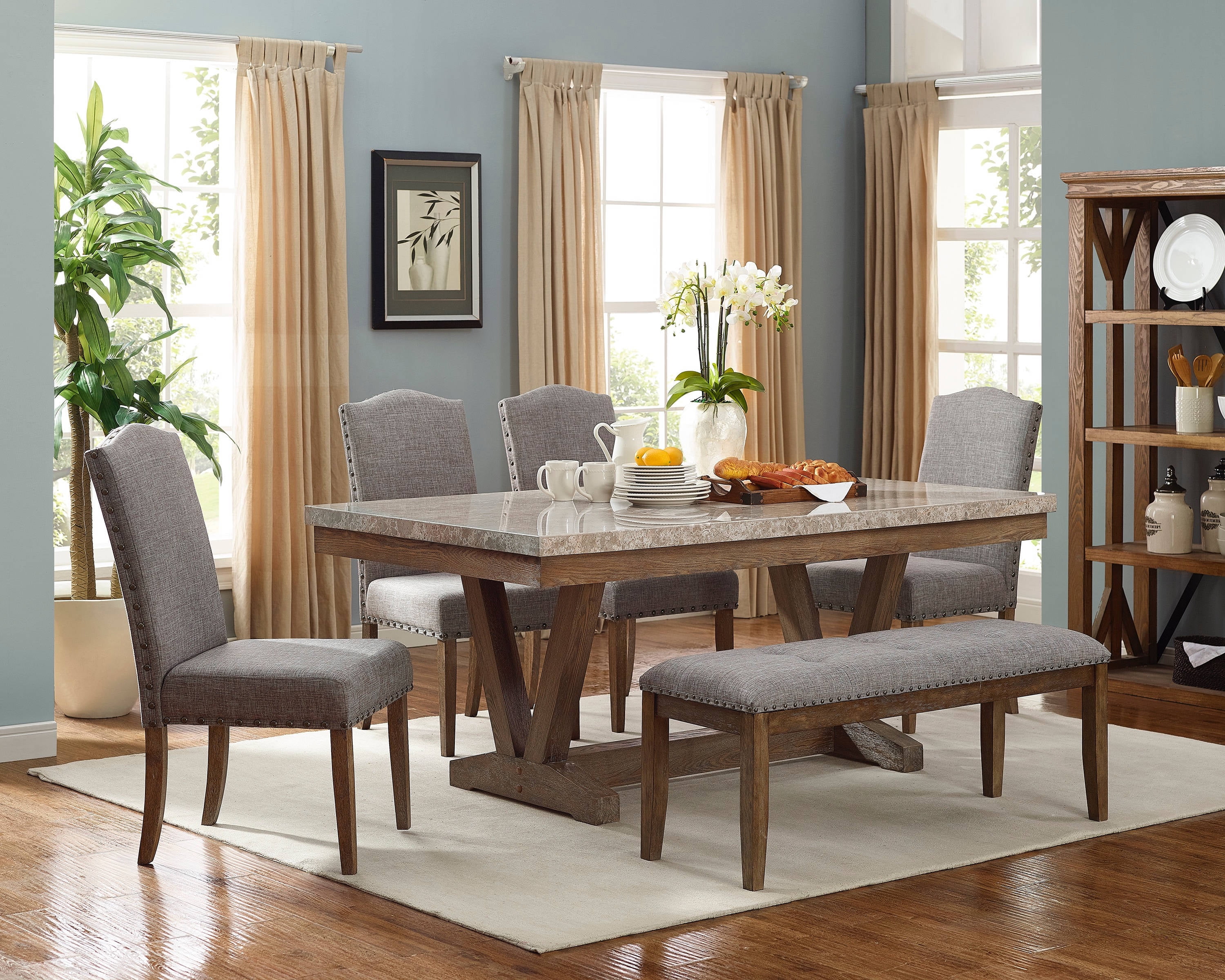 Transitional 6pc Dining Room Set, How To Finish A Dining Room Table Top