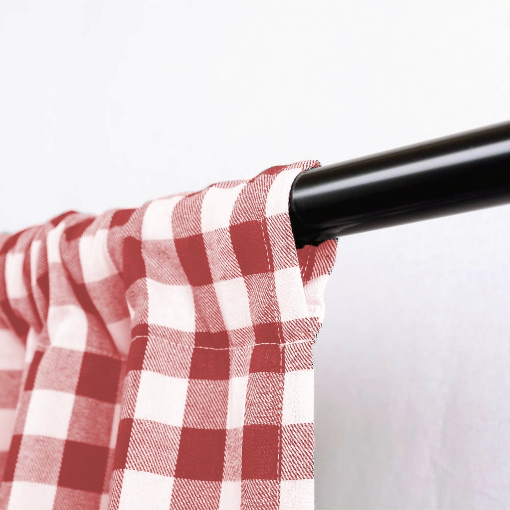 Woven Trends Farmhouse Curtains Kitchen Décor, Buffalo Plaid Shades, Classic Country Plaid Gingham Checkered Design, Farmhouse Décor, Window Curtain Treatments (Burgundy, Tie-Up Shade)