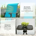 thumbnail image 4 of Outsunny 3-Piece Outdoor Gliders Set Bistro Set with Steel Frame, Tempered Glass Top Table for Patio, Garden, Backyard, Lawn, Bright Blue, 4 of 9