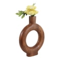 thumbnail image 6 of Round Mango Wood Vase for Living Room Decor - Decorative Home Accent for Bedroom, Office Styling, and Entryway Table - Sculpted Flower Vase for House and Dining Room Decor - 12", Brown, 6 of 12