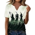 thumbnail image 2 of Stamzod Tops for Women Trendy Short Sleeve Halloween Shirt Dressy Casual V Neck Blouses Work Shirts, 2 of 9