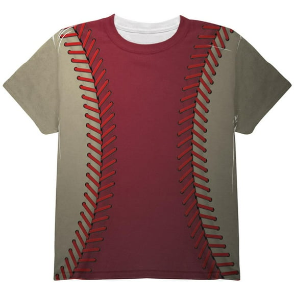 Baseball League Red and Sand All Over Youth T Shirt Multi YSM