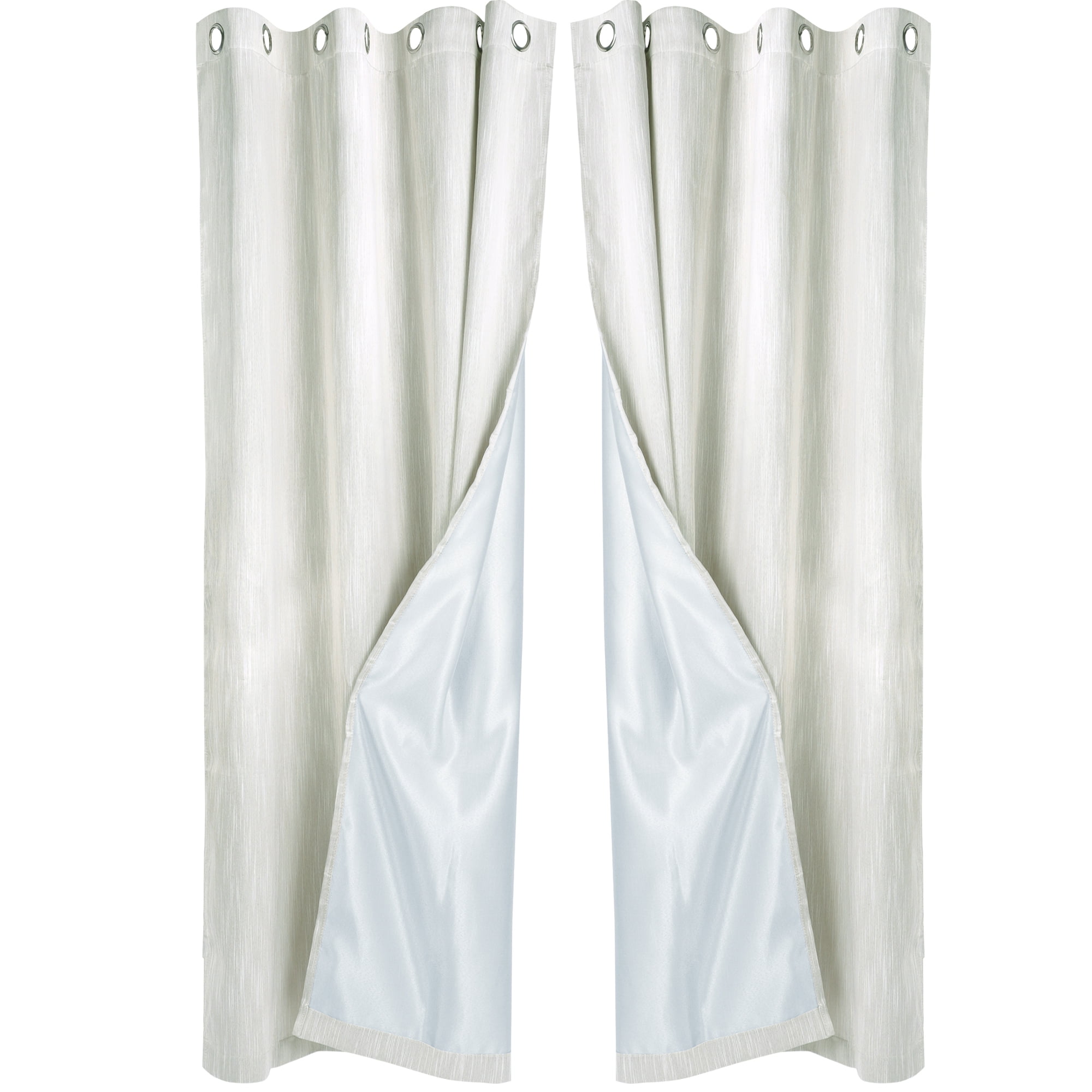 Unique Bargains 2 Panels Linen Look Blackout Curtains for Bedroom Beige
