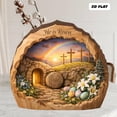 thumbnail image 4 of Resurrection Wooden Ornament, He Is Risen Set with Three Crosses, Easter Gift for Christians, Decorative Wooden Piece for Shelf Tray, Spiritual Home Decor, Easter Celebration, 4 of 8