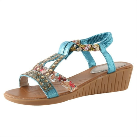 

PEASKJP Summer Sandals for Women Sandal for Women Memory Foam and Cork Footbed for Comfort and Arch Support Lightweight Rubber Outsole for Long-Lasting Wear (Blue 8)