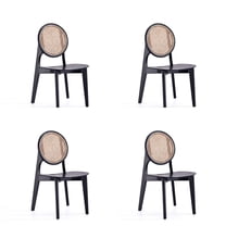Manhattan Comfort Versailles 16.5" Round Wood Dining Chair in Black (Set of 4)