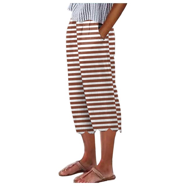 YDLCAFD Womens Solid Color Pocket Straight Tube Loose Stretch Pants Color Contrast Pants