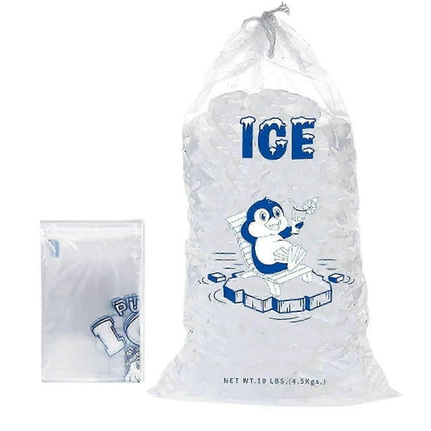 100PCS Plastic Ice Bags 8 lb 11 x 18 Inch Drawstring Closure Durable Ice-bag Storage JR2025032600476