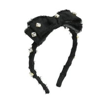 Unique Bargains 1 Pc Exquisite Denim Bow Headbands Black