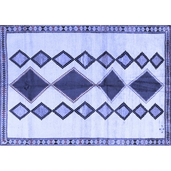 Ahgly Company Machine Washable Indoor Rectangle Southwestern Blue Country Area Rugs, 8' x 10'